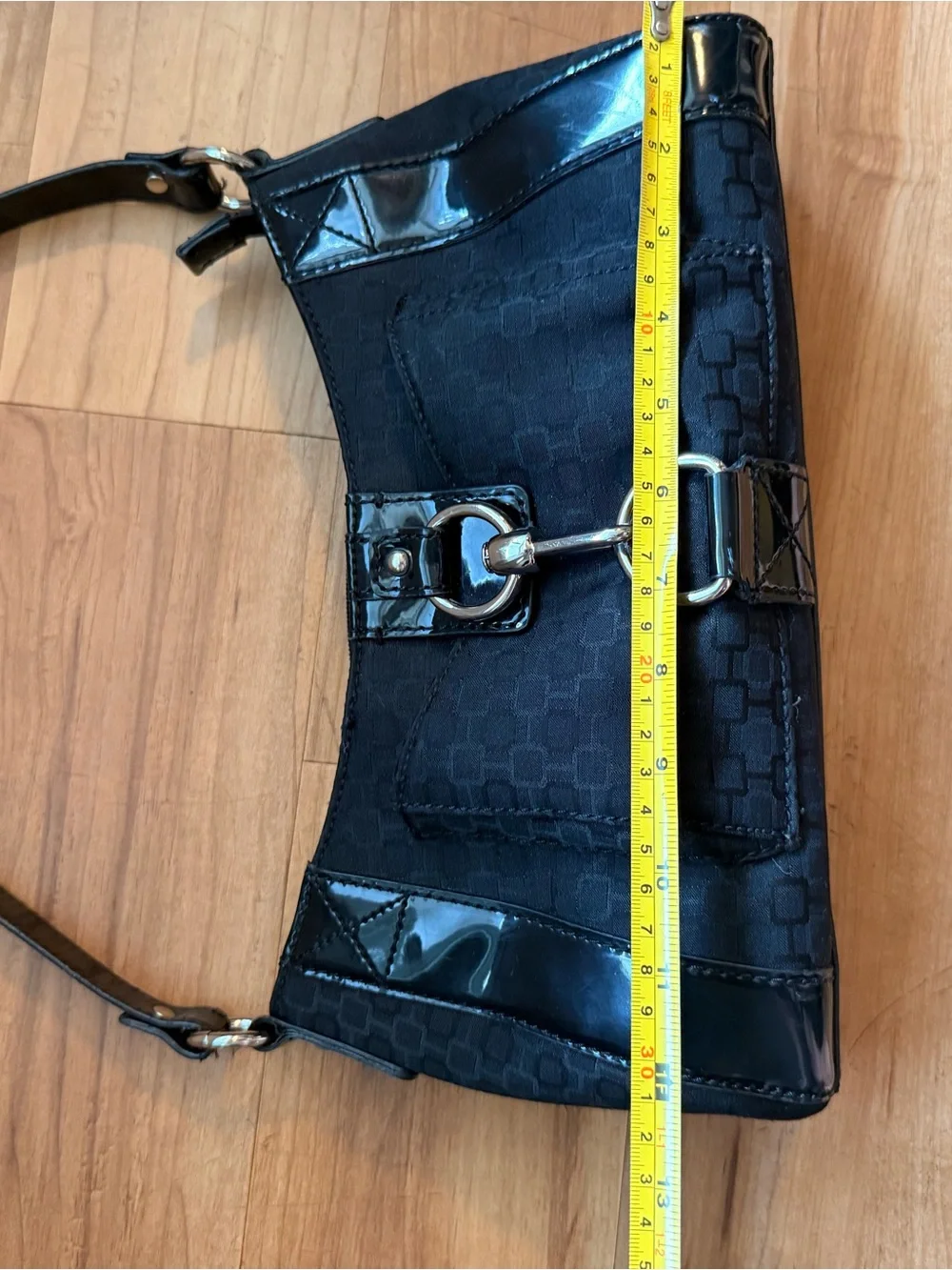 Nine West Black Shoulder Bag with Gloss Accents